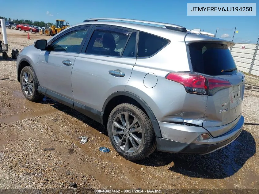 2018 Toyota Rav4 Limited VIN: JTMYFREV6JJ194250 Lot: 40427462