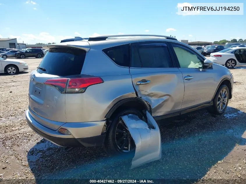 2018 Toyota Rav4 Limited VIN: JTMYFREV6JJ194250 Lot: 40427462