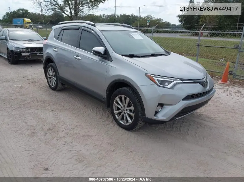 2018 Toyota Rav4 Limited VIN: 2T3YFREV8JW449417 Lot: 40707586