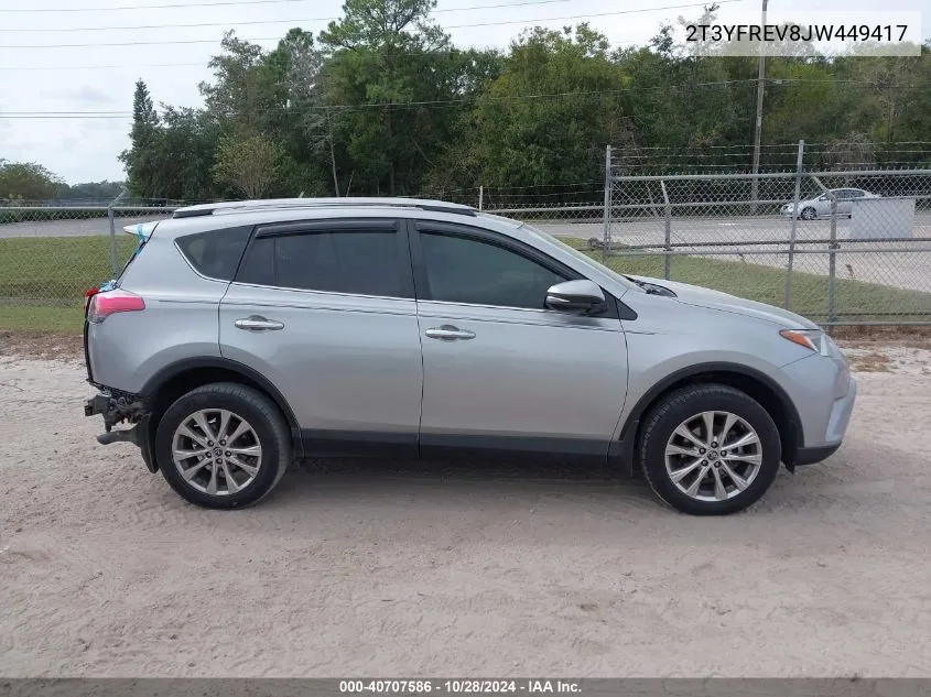 2018 Toyota Rav4 Limited VIN: 2T3YFREV8JW449417 Lot: 40707586