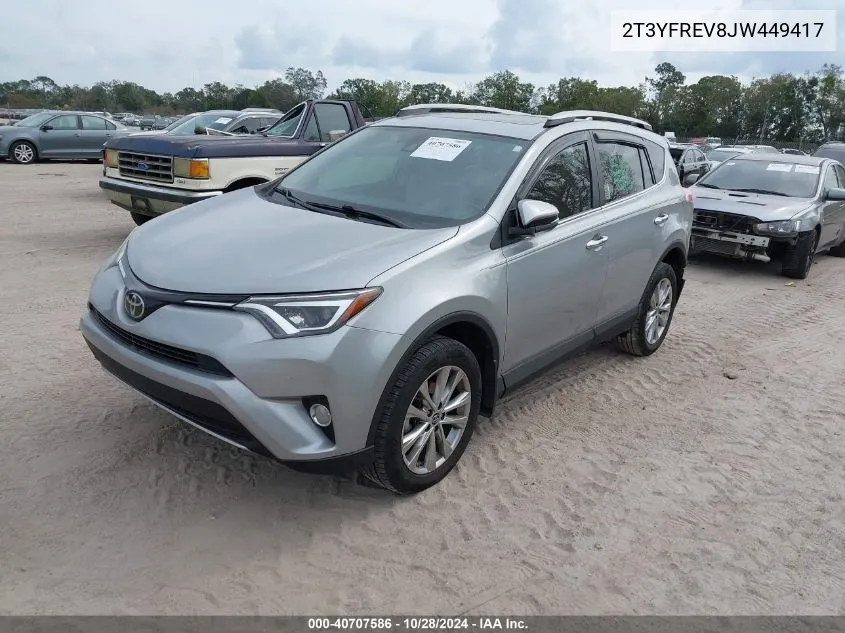 2018 Toyota Rav4 Limited VIN: 2T3YFREV8JW449417 Lot: 40707586