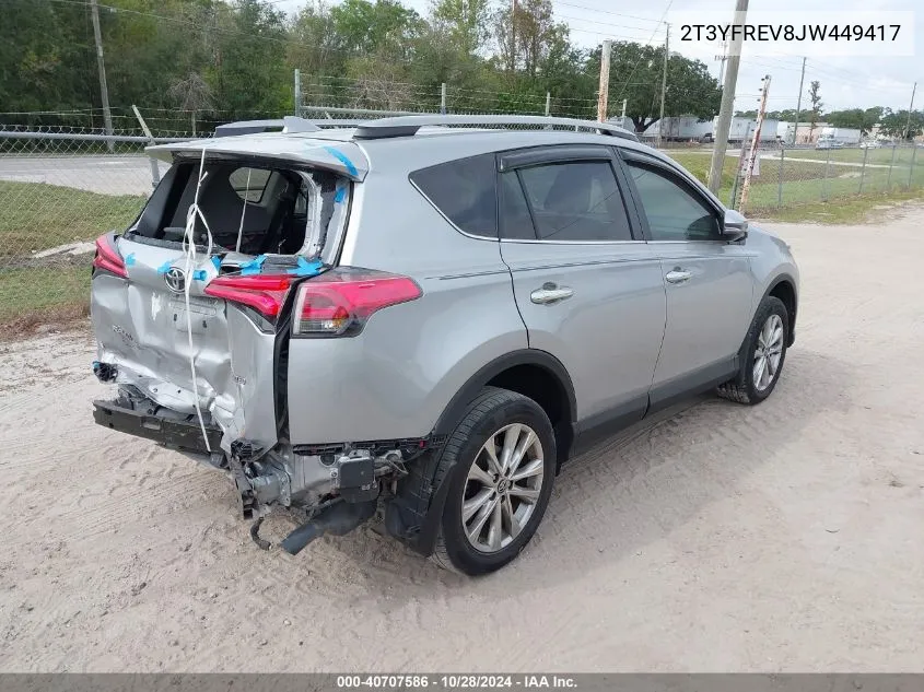 2018 Toyota Rav4 Limited VIN: 2T3YFREV8JW449417 Lot: 40707586