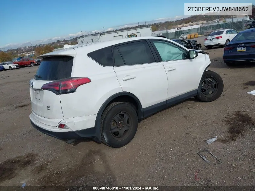 2018 Toyota Rav4 Le VIN: 2T3BFREV3JW848662 Lot: 40746018