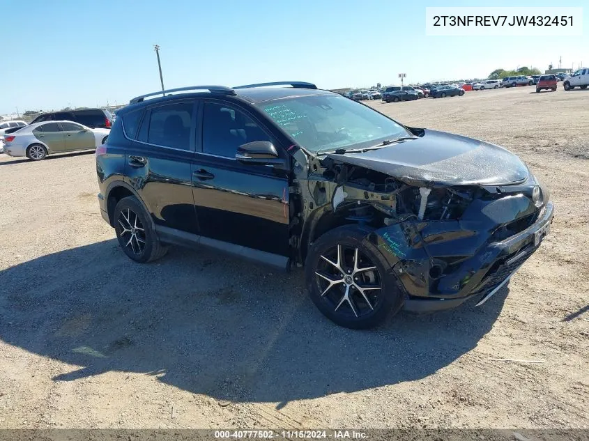 2018 Toyota Rav4 Se VIN: 2T3NFREV7JW432451 Lot: 40777502