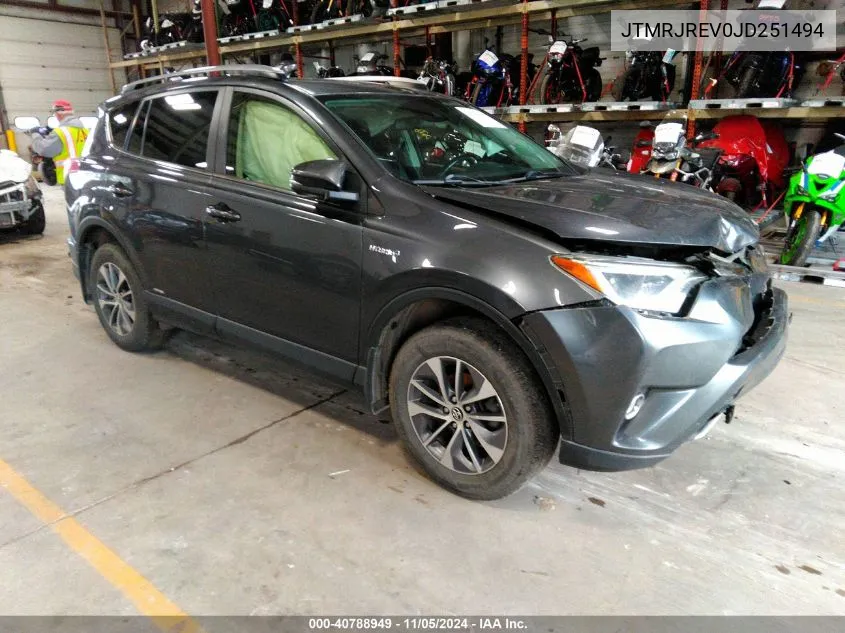 2018 Toyota Rav4 Hybrid Xle VIN: JTMRJREV0JD251494 Lot: 40788949