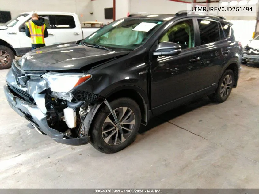 2018 Toyota Rav4 Hybrid Xle VIN: JTMRJREV0JD251494 Lot: 40788949