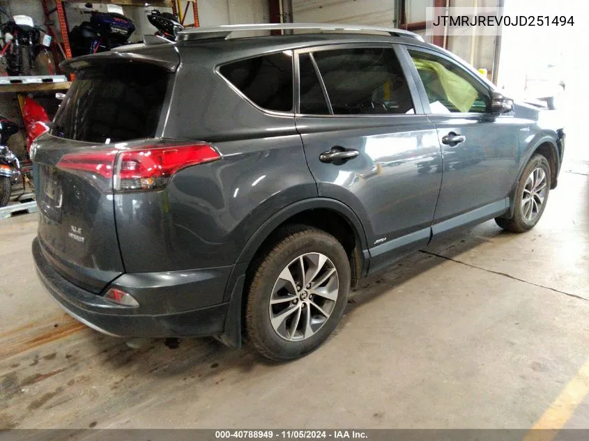 2018 Toyota Rav4 Hybrid Xle VIN: JTMRJREV0JD251494 Lot: 40788949