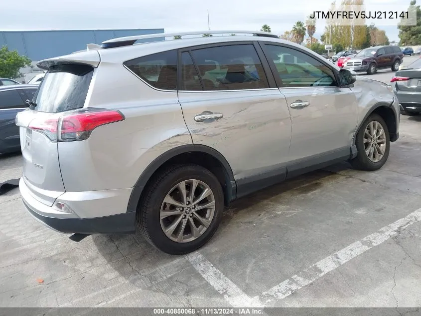 2018 Toyota Rav4 Limited VIN: JTMYFREV5JJ212141 Lot: 40850068