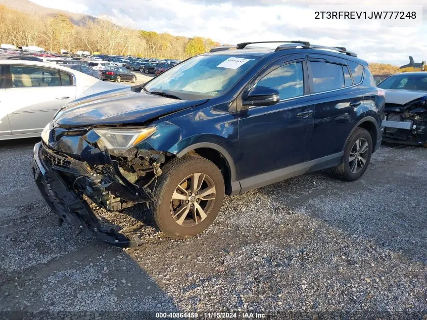 2018 Toyota Rav4 Adventure/Xle VIN: 2T3RFREV1JW777248 Lot: 40864459