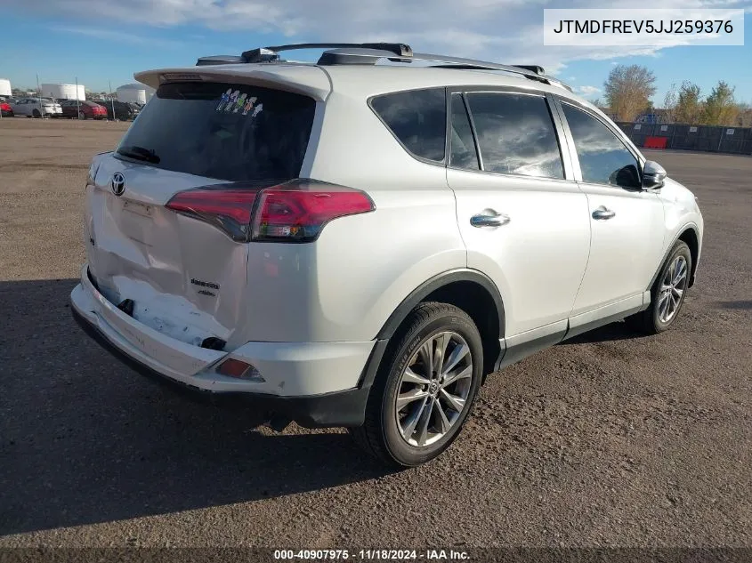 2018 Toyota Rav4 Limited VIN: JTMDFREV5JJ259376 Lot: 40907975