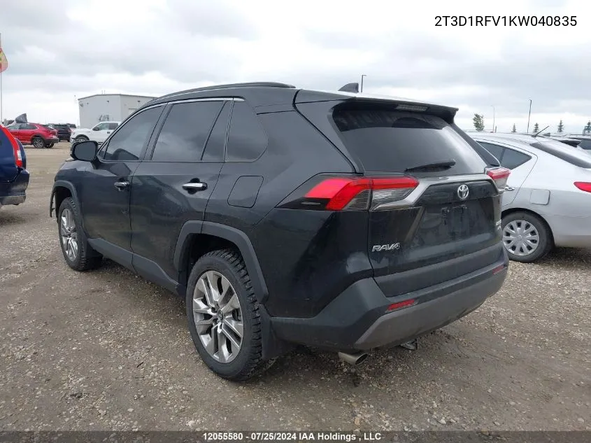 2019 Toyota Rav4 VIN: 2T3D1RFV1KW040835 Lot: 12055580