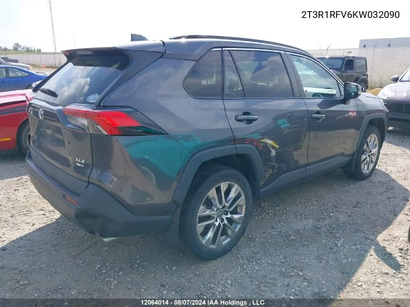 2019 Toyota Rav4 Xle/Xle Premium VIN: 2T3R1RFV6KW032090 Lot: 12064014