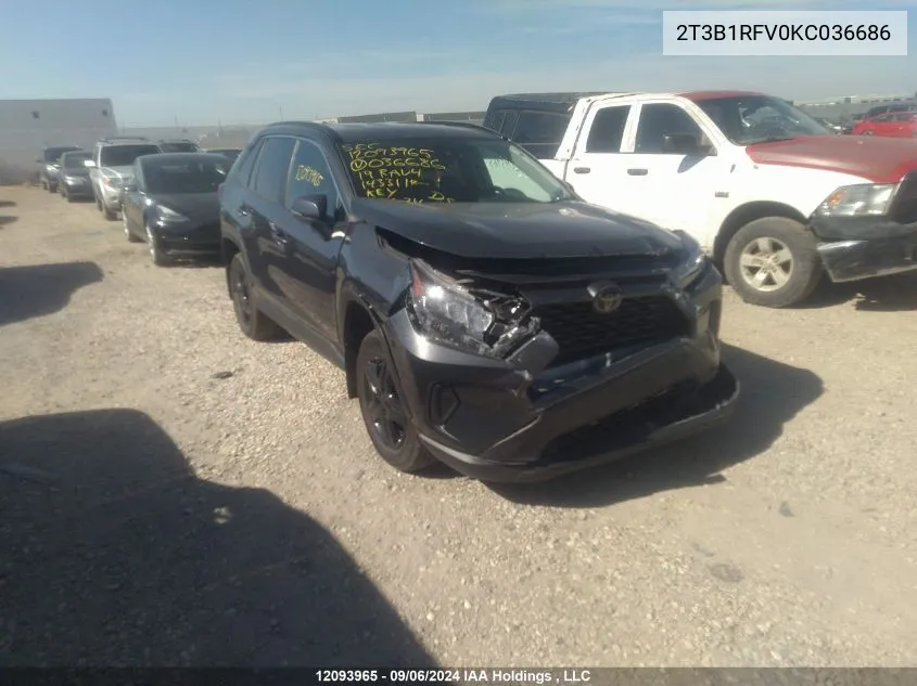 2T3B1RFV0KC036686 2019 Toyota Rav4 Le