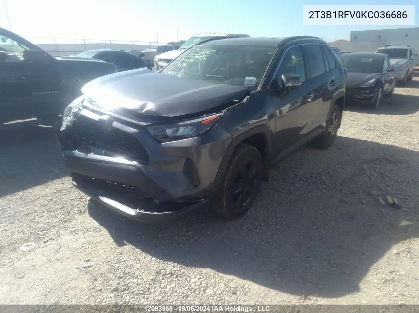 2T3B1RFV0KC036686 2019 Toyota Rav4 Le