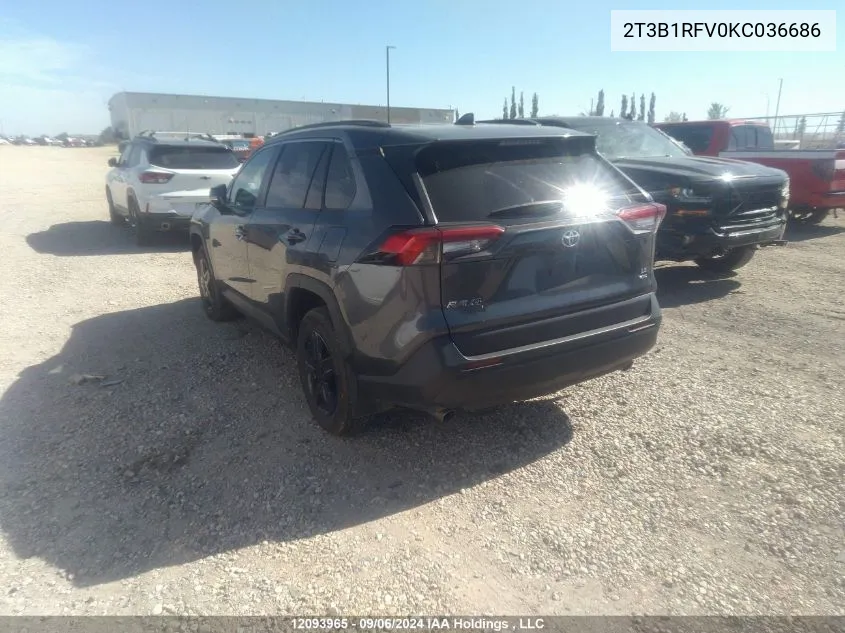 2T3B1RFV0KC036686 2019 Toyota Rav4 Le