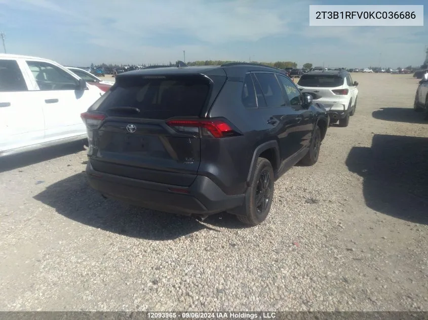 2019 Toyota Rav4 Le VIN: 2T3B1RFV0KC036686 Lot: 12093965