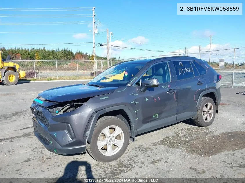 2019 Toyota Rav4 Le VIN: 2T3B1RFV6KW058559 Lot: 12129872