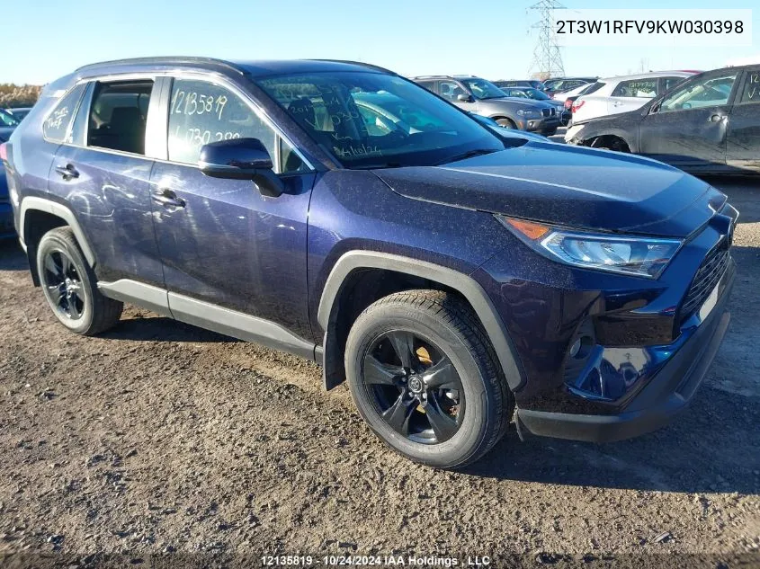 2019 Toyota Rav4 Xle/Xle Premium VIN: 2T3W1RFV9KW030398 Lot: 12135819