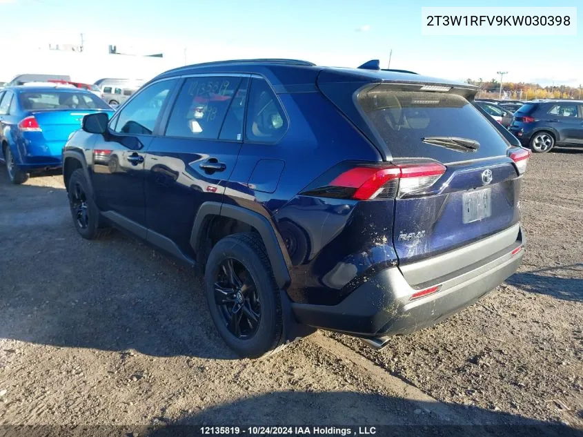 2019 Toyota Rav4 Xle/Xle Premium VIN: 2T3W1RFV9KW030398 Lot: 12135819