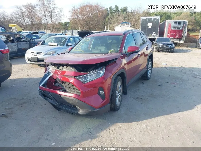 2019 Toyota Rav4 VIN: 2T3R1RFVXKW067649 Lot: 12141166