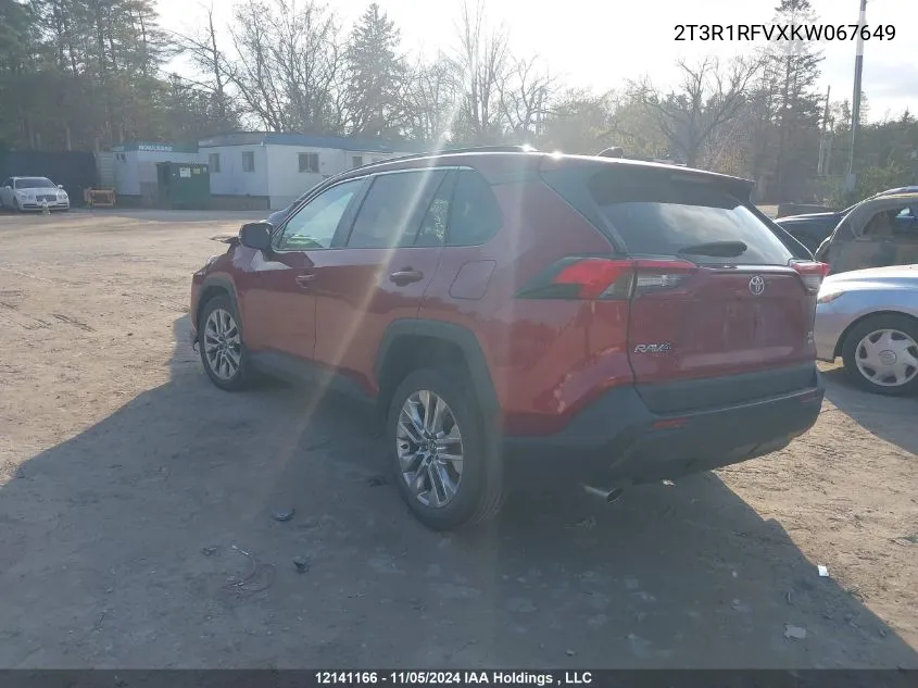 2019 Toyota Rav4 VIN: 2T3R1RFVXKW067649 Lot: 12141166