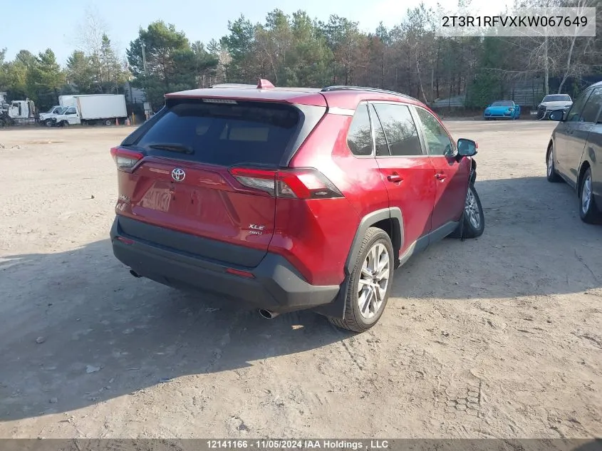 2019 Toyota Rav4 VIN: 2T3R1RFVXKW067649 Lot: 12141166