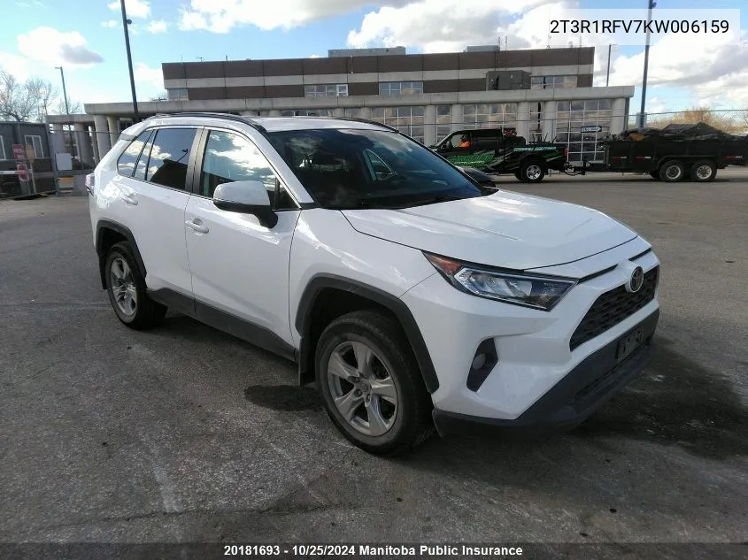 2019 Toyota Rav4 Xle VIN: 2T3R1RFV7KW006159 Lot: 20181693