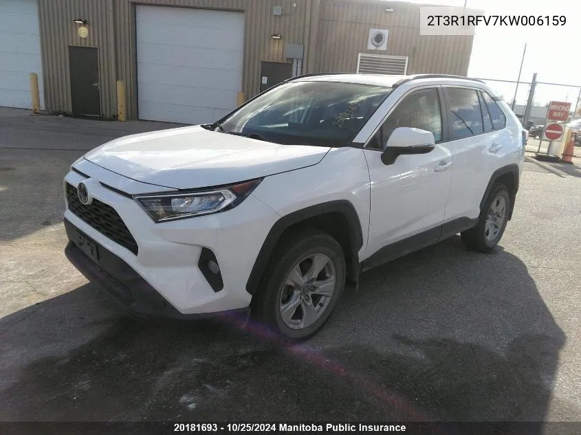 2019 Toyota Rav4 Xle VIN: 2T3R1RFV7KW006159 Lot: 20181693