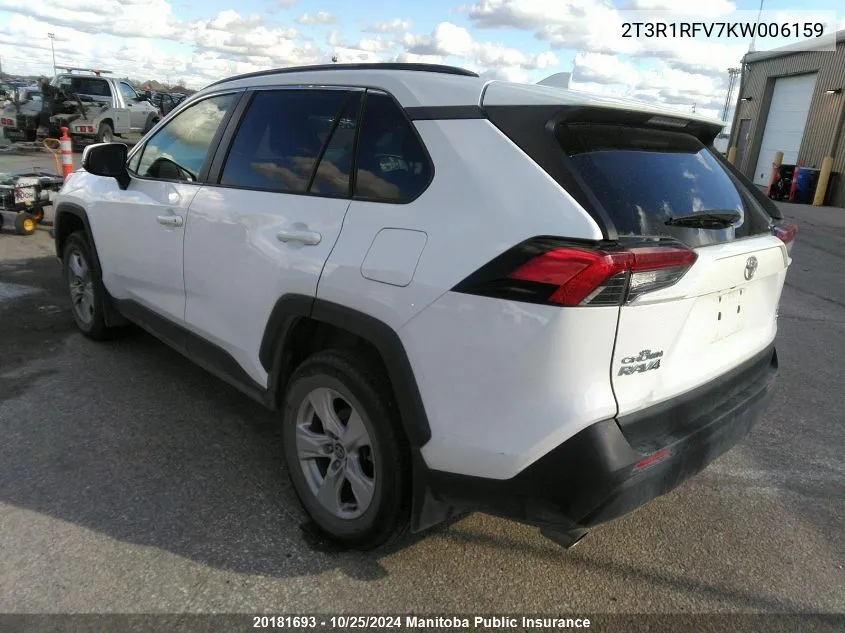 2019 Toyota Rav4 Xle VIN: 2T3R1RFV7KW006159 Lot: 20181693