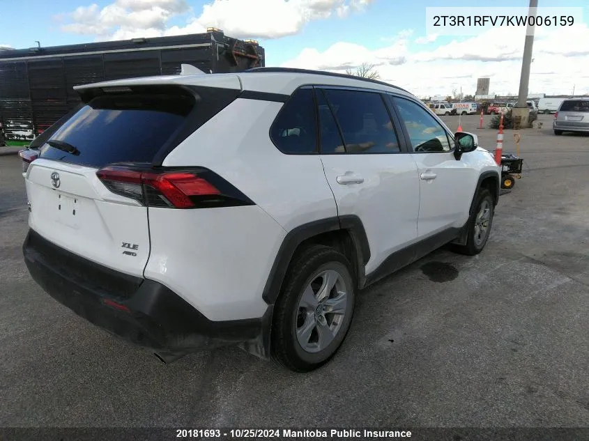 2019 Toyota Rav4 Xle VIN: 2T3R1RFV7KW006159 Lot: 20181693