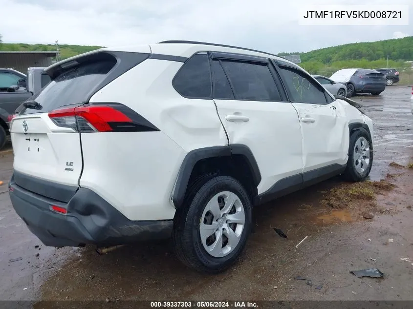 2019 Toyota Rav4 Le VIN: JTMF1RFV5KD008721 Lot: 39337303