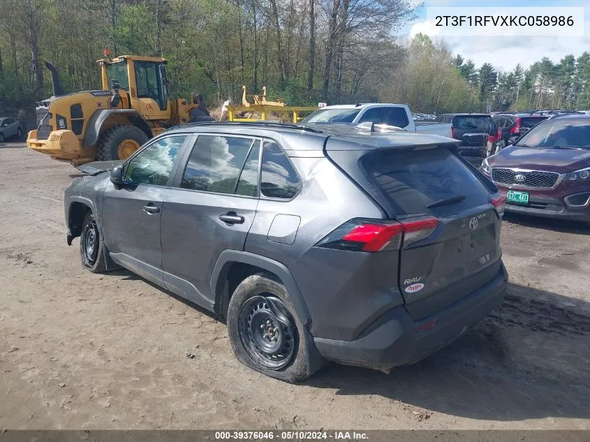 2019 Toyota Rav4 Le VIN: 2T3F1RFVXKC058986 Lot: 39376046