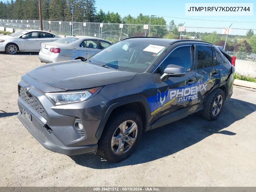 2019 Toyota Rav4 Xle VIN: JTMP1RFV7KD027744 Lot: 39401512