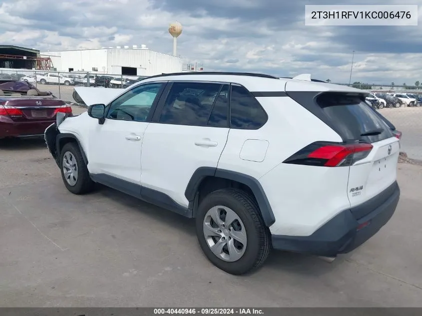 2019 Toyota Rav4 Le VIN: 2T3H1RFV1KC006476 Lot: 40440946