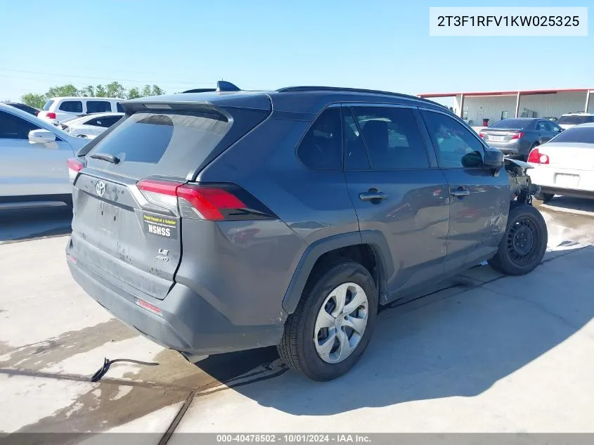 2019 Toyota Rav4 Le VIN: 2T3F1RFV1KW025325 Lot: 40478502