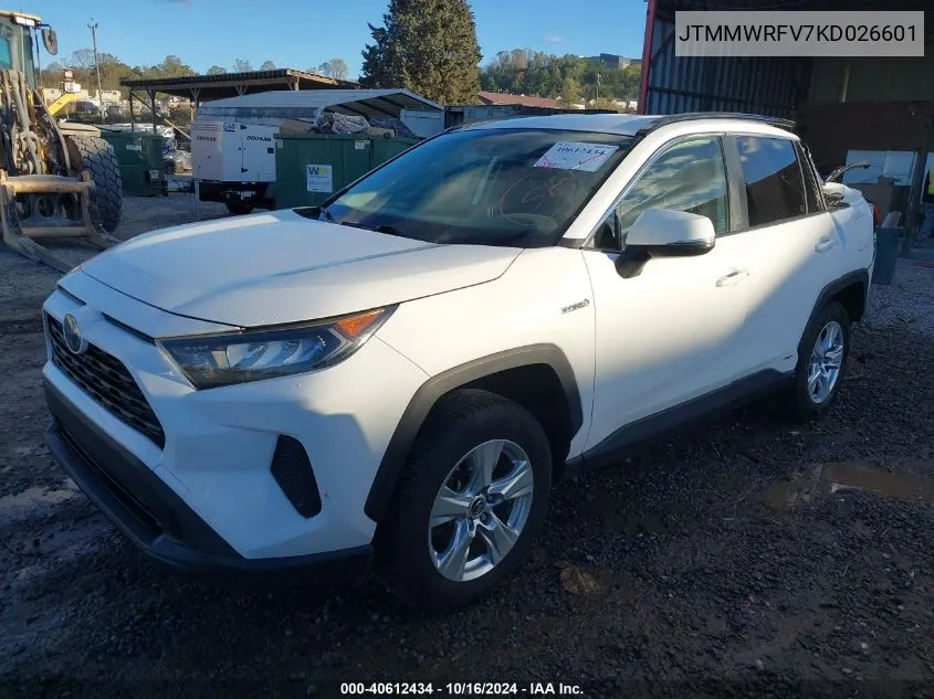 2019 Toyota Rav4 Hybrid Le VIN: JTMMWRFV7KD026601 Lot: 40612434