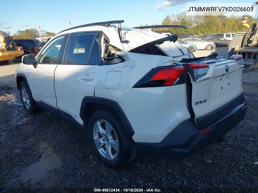 2019 Toyota Rav4 Hybrid Le VIN: JTMMWRFV7KD026601 Lot: 40612434