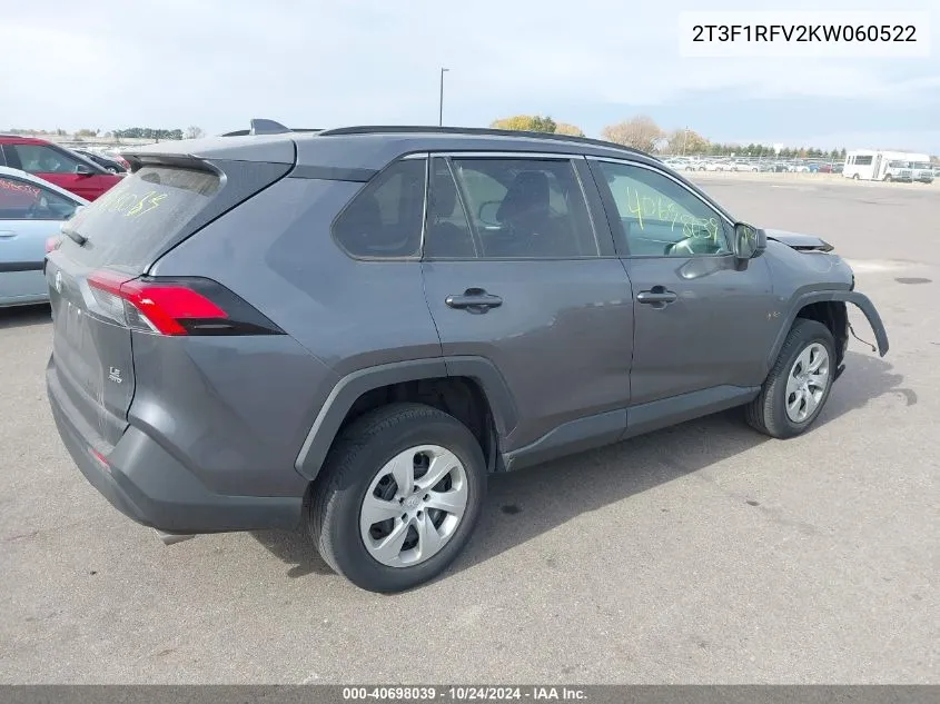 2019 Toyota Rav4 Le VIN: 2T3F1RFV2KW060522 Lot: 40698039