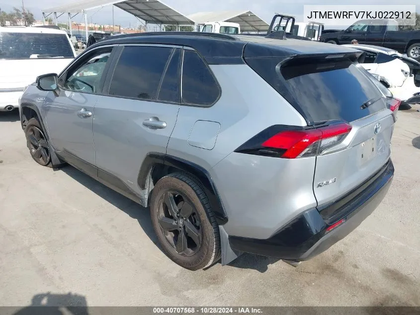 2019 Toyota Rav4 Hybrid Xse VIN: JTMEWRFV7KJ022912 Lot: 40707568