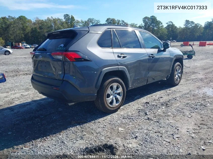 2019 Toyota Rav4 Le VIN: 2T3K1RFV4KC017333 Lot: 40764411