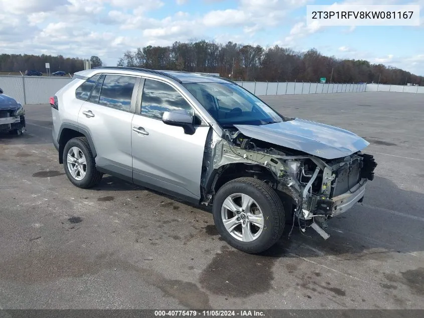 2019 Toyota Rav4 Xle VIN: 2T3P1RFV8KW081167 Lot: 40775479