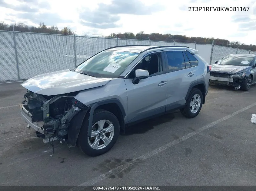 2019 Toyota Rav4 Xle VIN: 2T3P1RFV8KW081167 Lot: 40775479