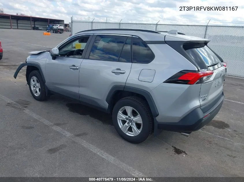 2019 Toyota Rav4 Xle VIN: 2T3P1RFV8KW081167 Lot: 40775479