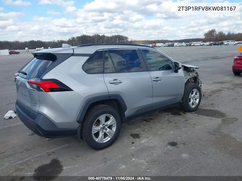 2019 Toyota Rav4 Xle VIN: 2T3P1RFV8KW081167 Lot: 40775479