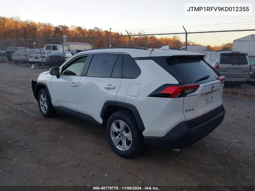 2019 Toyota Rav4 Xle VIN: JTMP1RFV9KD012355 Lot: 40779779