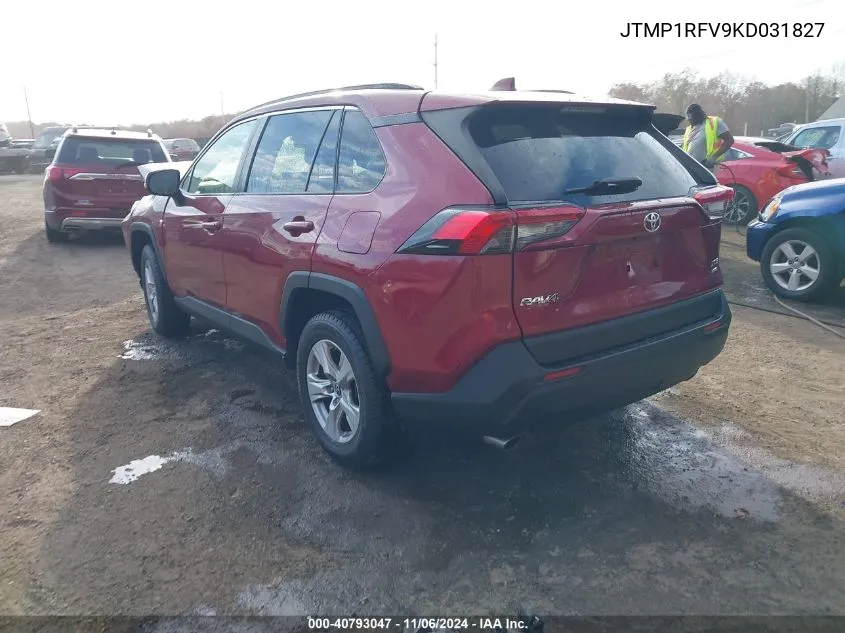 2019 Toyota Rav4 Xle VIN: JTMP1RFV9KD031827 Lot: 40793047