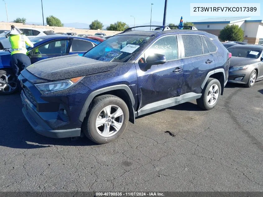 2019 Toyota Rav4 Xle VIN: 2T3W1RFV7KC017389 Lot: 40798535