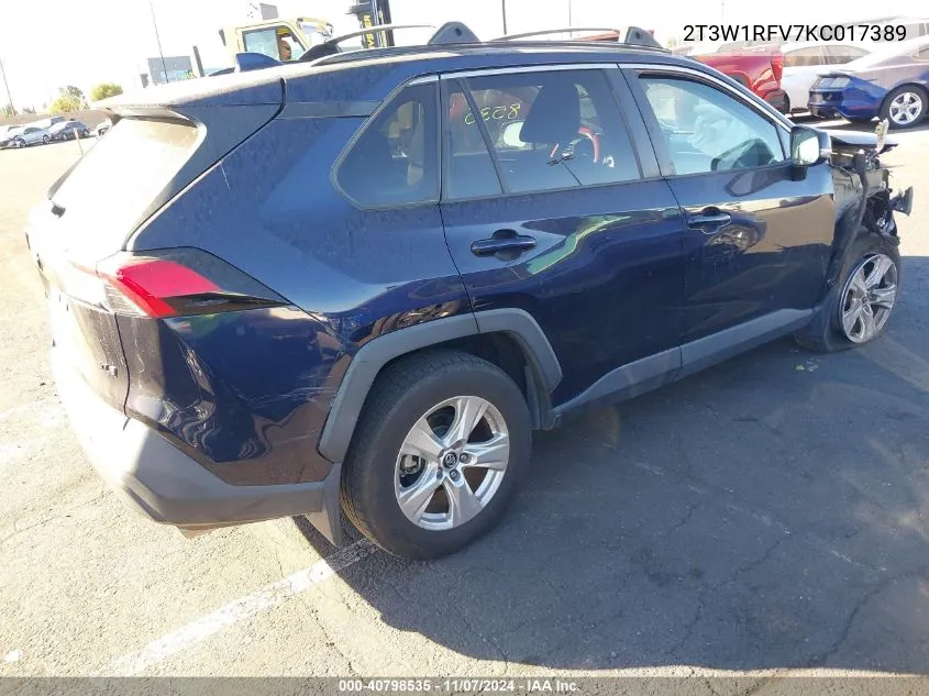 2019 Toyota Rav4 Xle VIN: 2T3W1RFV7KC017389 Lot: 40798535