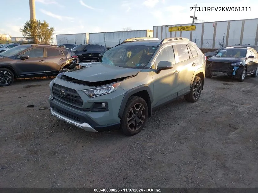 2019 Toyota Rav4 Adventure VIN: 2T3J1RFV2KW061311 Lot: 40800025