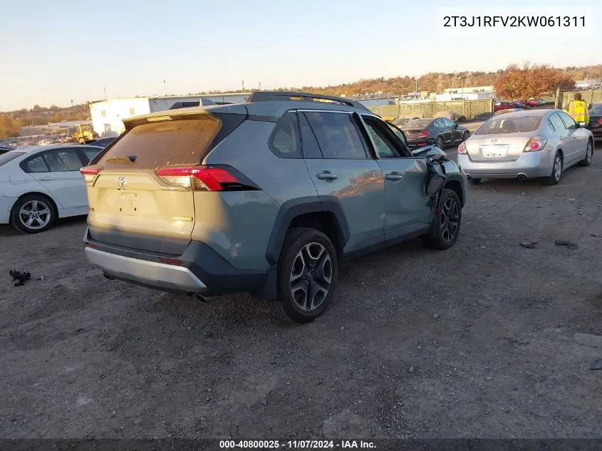 2019 Toyota Rav4 Adventure VIN: 2T3J1RFV2KW061311 Lot: 40800025